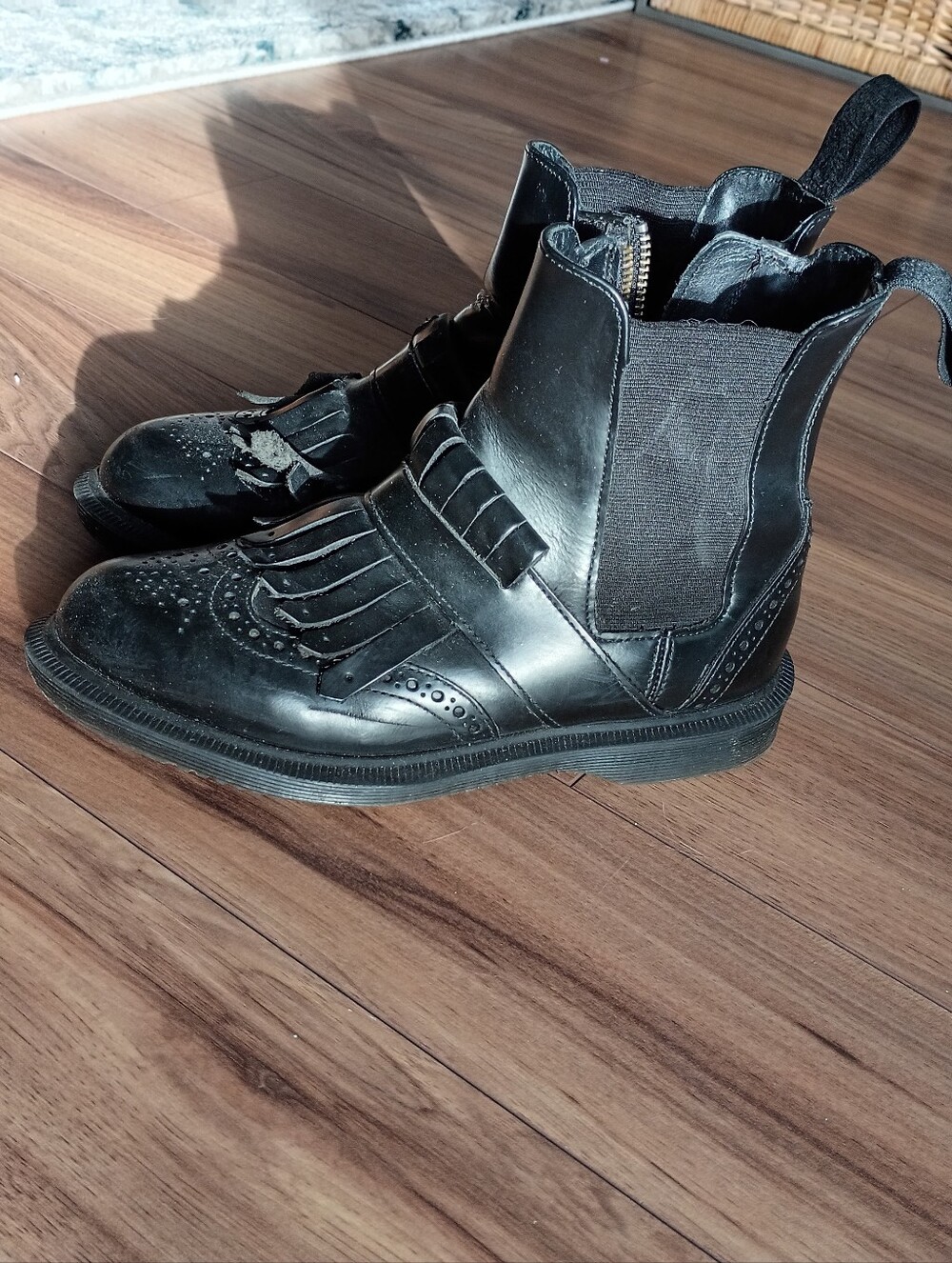Dr. Martens Black Leather Chukka Kiltie Brogue Boots